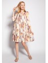 Sukienka mini z podwójną falbaną - abstrakcyjne liście