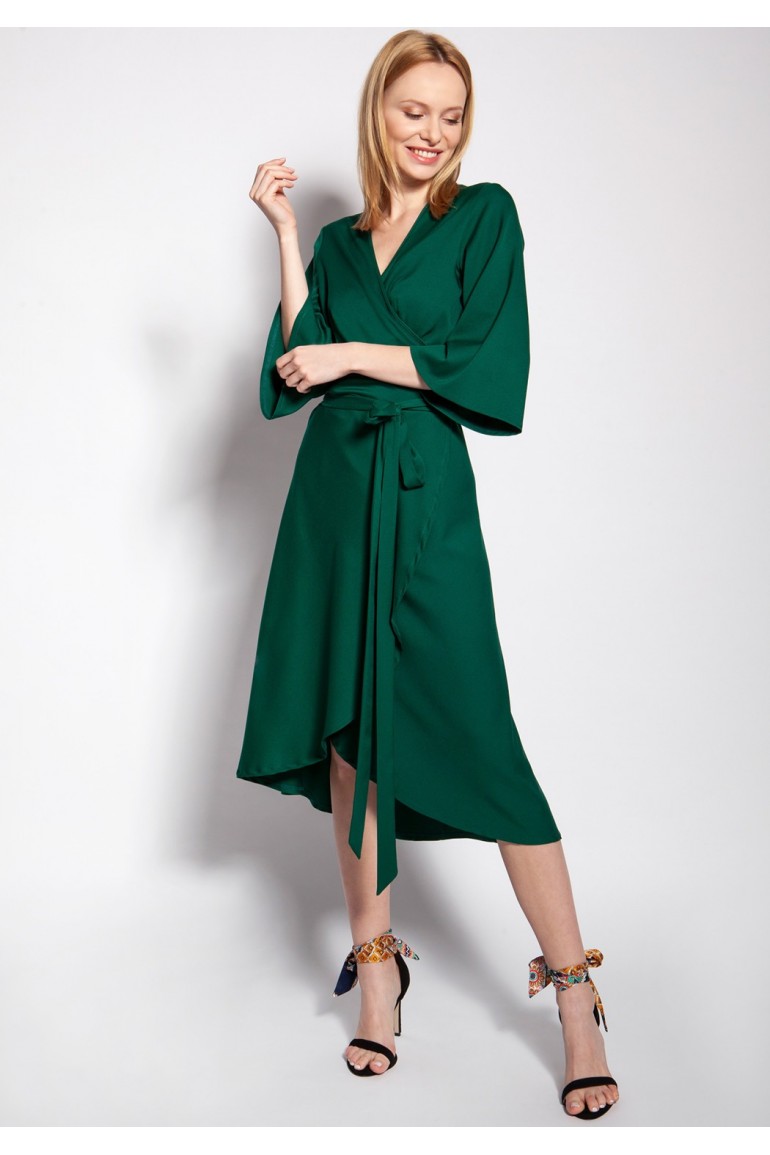 CM5365 Kopertowa sukienka asymetryczna - zielona