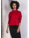 Asymetryczna bluza ze stójką - czerwona