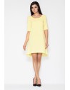 AWAMA A56 Asymetryczna sukienka w fasonie litery A - żółta