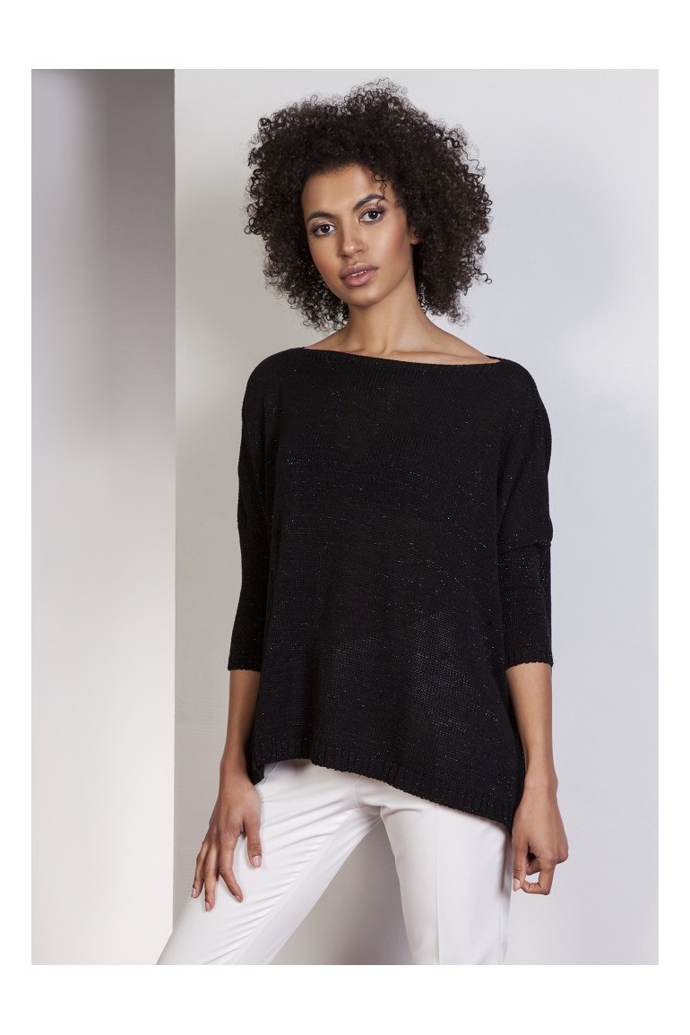 CM3656 Elegancki sweter oversize - czarny
