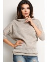Sweter z półgolfem i długimi rękawami - beżowy