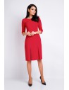 Biurowa sukienka ołówkowa kontrafałda - czerwona