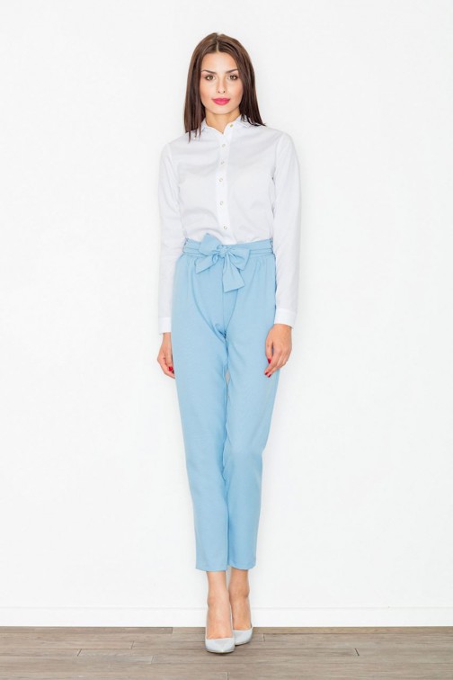 CM2738 Eleganckie spodnie długości 7/8 - błękitne