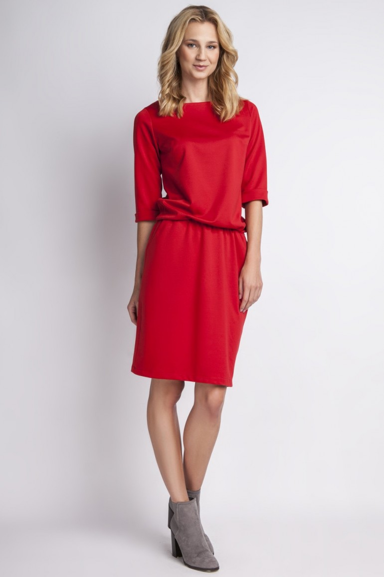 CM2766 Elegancka sukienka mini - czerwona