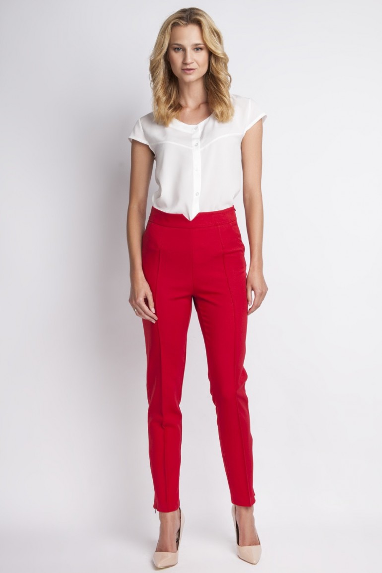 CM2776 Klasyczne spodnie biurowe - czerwone