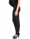 Elastyczne legginsy ciążowe ze skórzanymi wstawkami - czarne