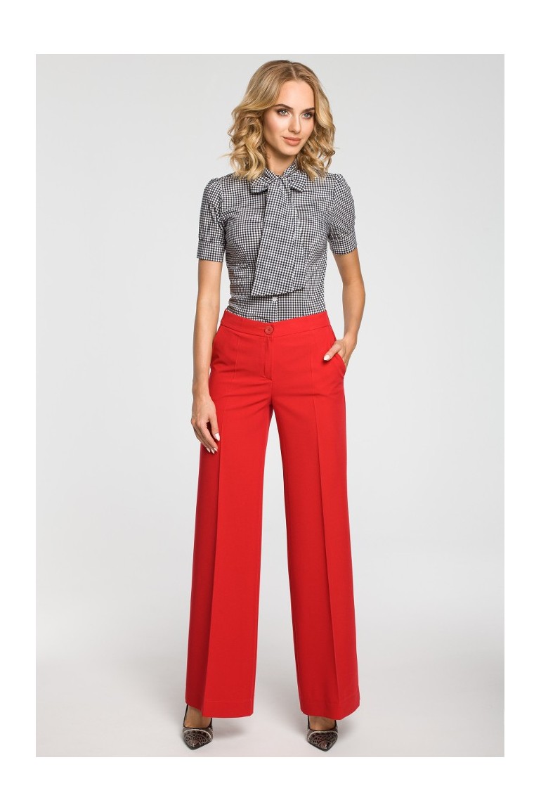 CM3102 Damskie spodnie z szerokimi nogawkami - czerwone