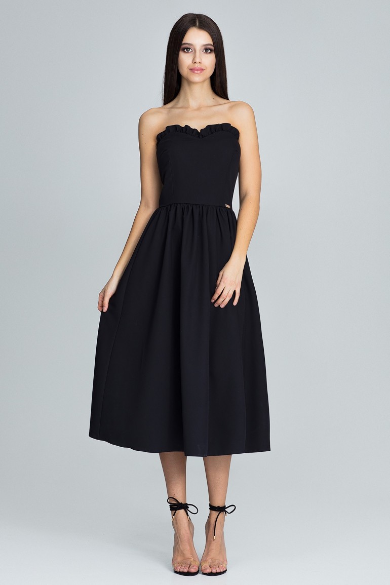 CM3668 Elegancka sukienka bez rękawów - czarna