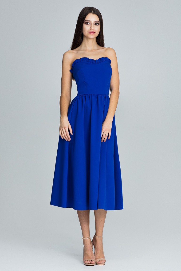 CM3668 Elegancka sukienka bez rękawów - niebieska