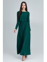 Prosta sukienka maxi z długim rękawem - zielona