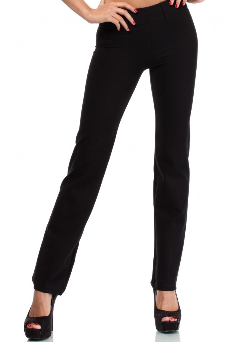 CM1913 Eleganckie spodnie z rozszerzającymi się na dole nogawkami - czarne