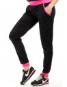 Dresowe sportowe spodnie damskie - czarno-różowe