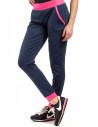 Dresowe sportowe spodnie damskie - granatowo-różowe