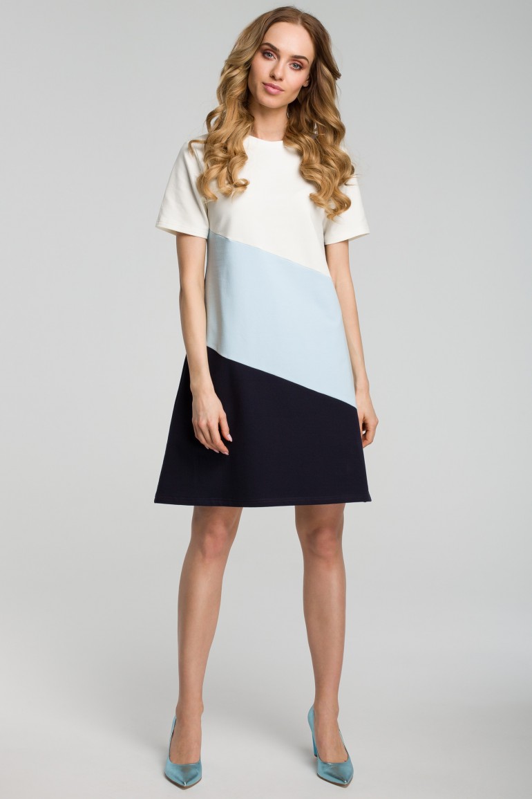 CM3633 Sukienka mini w 3 kolory - błękitna