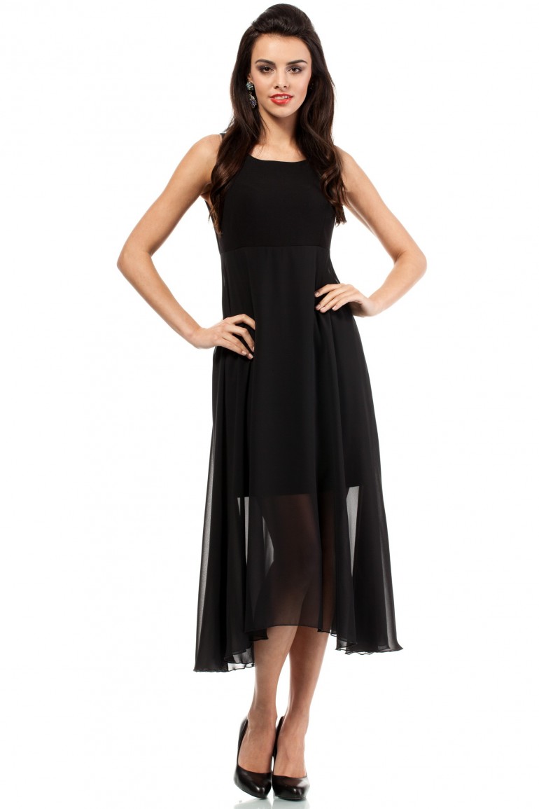 CM2051 Wieczorowa asymetryczna sukienka mini dekolt V - czarna