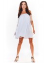 Sukienka mini z tiulowymi dodatkami - biała