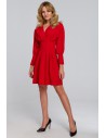 Sukienka z rozkloszowanymi zakładkami - czerwona