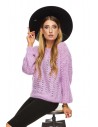 Ażurowy sweter z długim rękawem - liliowy