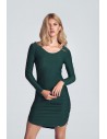 Dopasowana sukienka mini z półokrągłym dekoltem - zielona