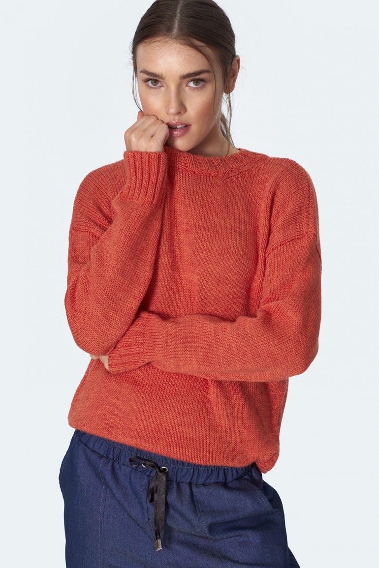 CM5521 Klasyczny ciepły sweter - pomarańczowy