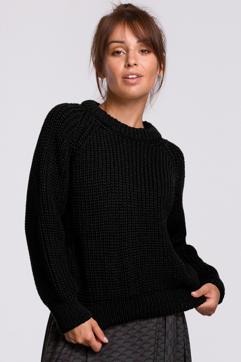 CM5522 Sweter z dekoltem pod szyję - czarny