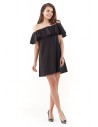 Sukienka mini z odkrytymi ramionami - czarna