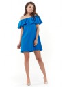 Sukienka mini z odkrytymi ramionami - niebieska
