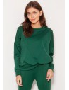 Luźna bluza z geometrycznymi cięciami - zielona