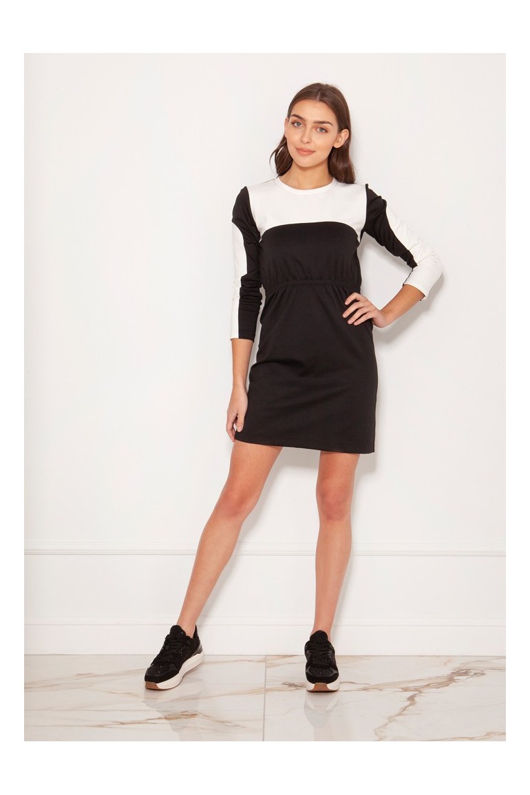 CM5622 Sukienka mini w stylu lat 60 - ecru-czarna
