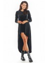 Asymetryczna sukienka z długimi rękawami - czarna
