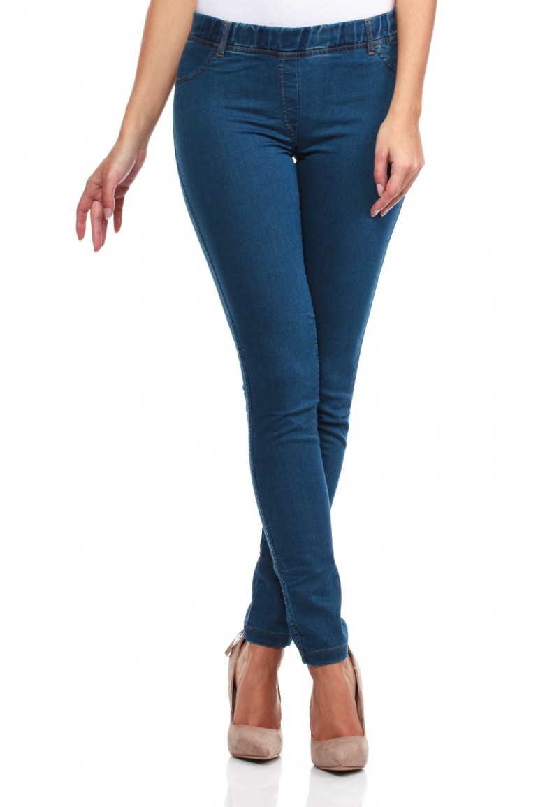 CM0132 Legginsy jeans z kieszeniami - jeansowe