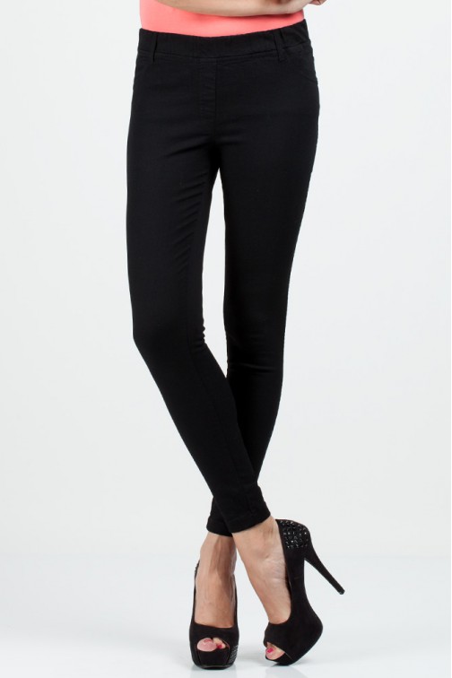 CM0685 Jeansowe legginsy spodnie rurki - czarne