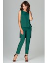 Komplet - asymetryczna bluzka i klasyczne spodnie - zielony