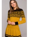 Świąteczna sukienka swetrowa - żółta