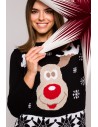 Sweter świąteczny z reniferem - czarny
