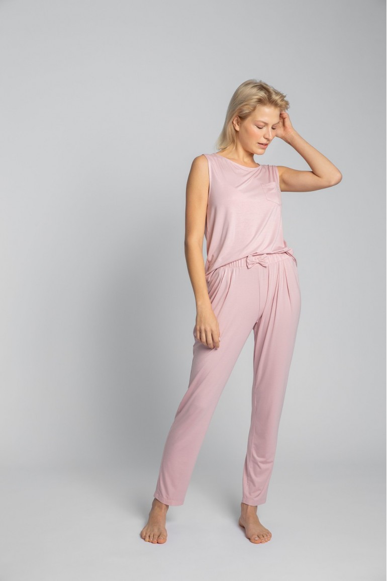 CM5719 Spodnie do spania z wąskimi nogawkami - różowe