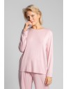 Bluzka do spania z wycięciem na plecach - różowa