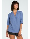 Kobieca bluzka koszulowa - niebieska