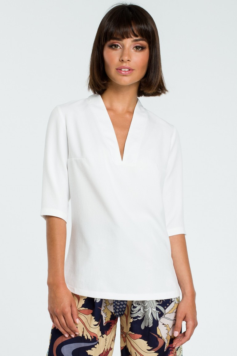 CM3819 Kobieca bluzka koszulowa - biała