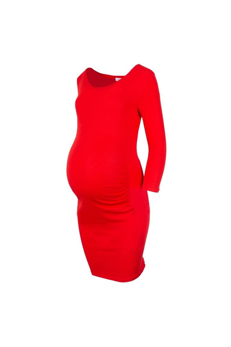 CM5776 Bawełniana sukienka ciążowa - czerwona