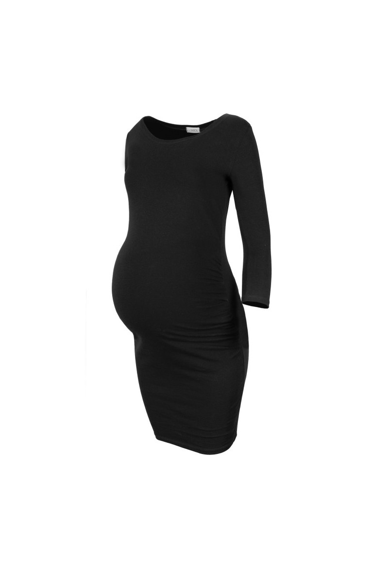 CM5776 Bawełniana sukienka ciążowa - czarna
