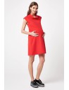 Sukienka ciążowa z dekoltem w falbanki - czerwona