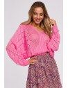 Sweter z rękawami nietoperzowymi - różowy