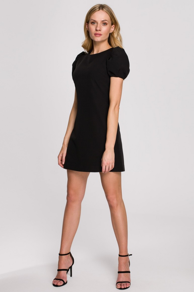 CM5896 Sukienka mini z krótkimi rękawami - czarna
