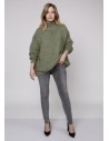Luźny sweter z grubej przędzy - zielony