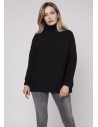 Luźny sweter z grubej przędzy - czarny