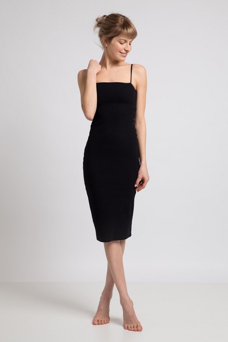 CM5981 Sukienka na cienkich ramiączkach - czarna