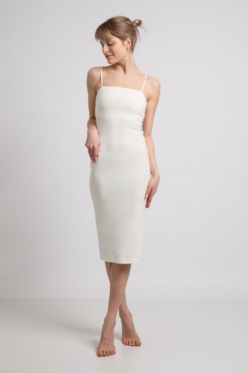 CM5981 Sukienka na cienkich ramiączkach - biała