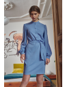 Dopasowana sukienka z wiskozy - niebieska